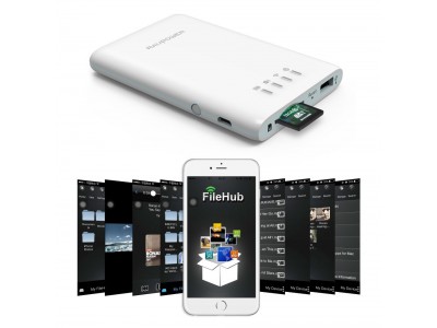 RAVPower Filehub, 5 in 1 SD Card USB Reader Wireless Hard Drive Companion WiFi Bridge Sharing Media Streamer NAS 3000mAh External Battery Pack